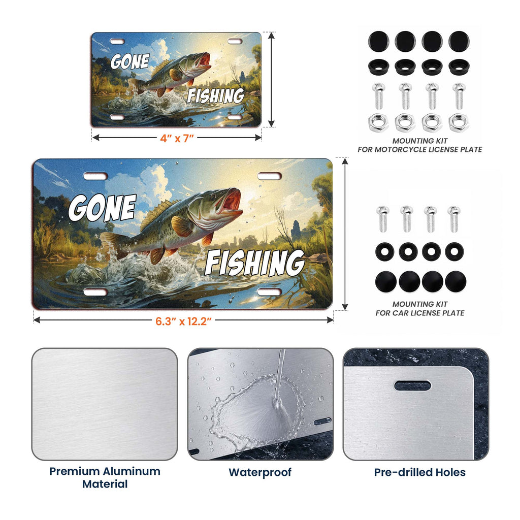 Gone Fishing, Gone Hunting - Custom License Plate