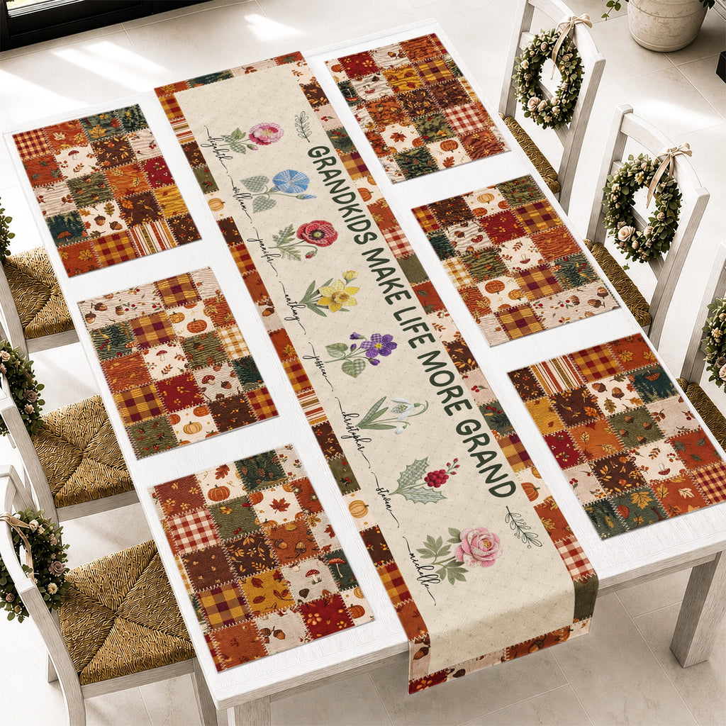 Grandkids Make Life More Grand - Personalized Table Runner Set