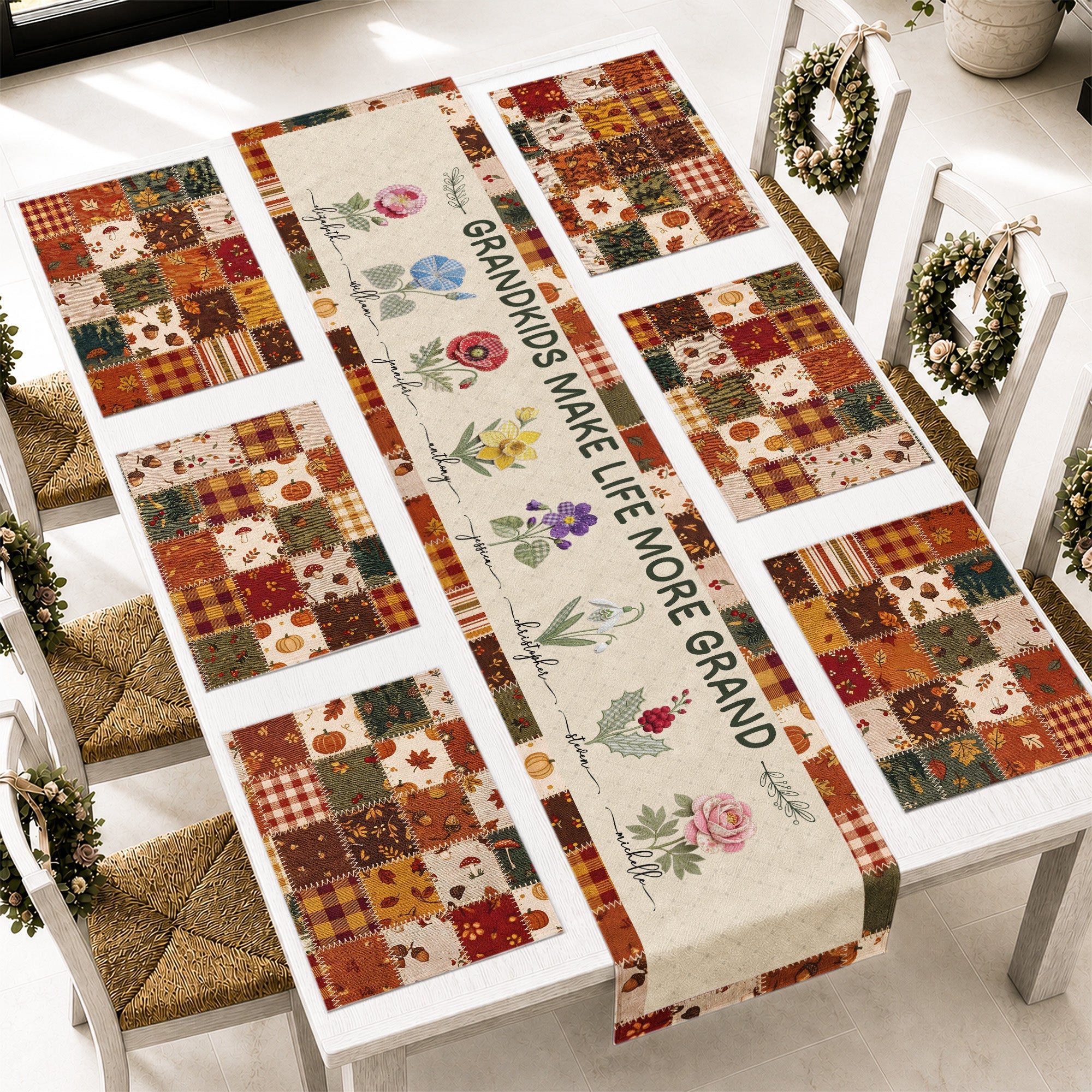 Grandkids Make Life More Grand - Personalized Table Runner Set