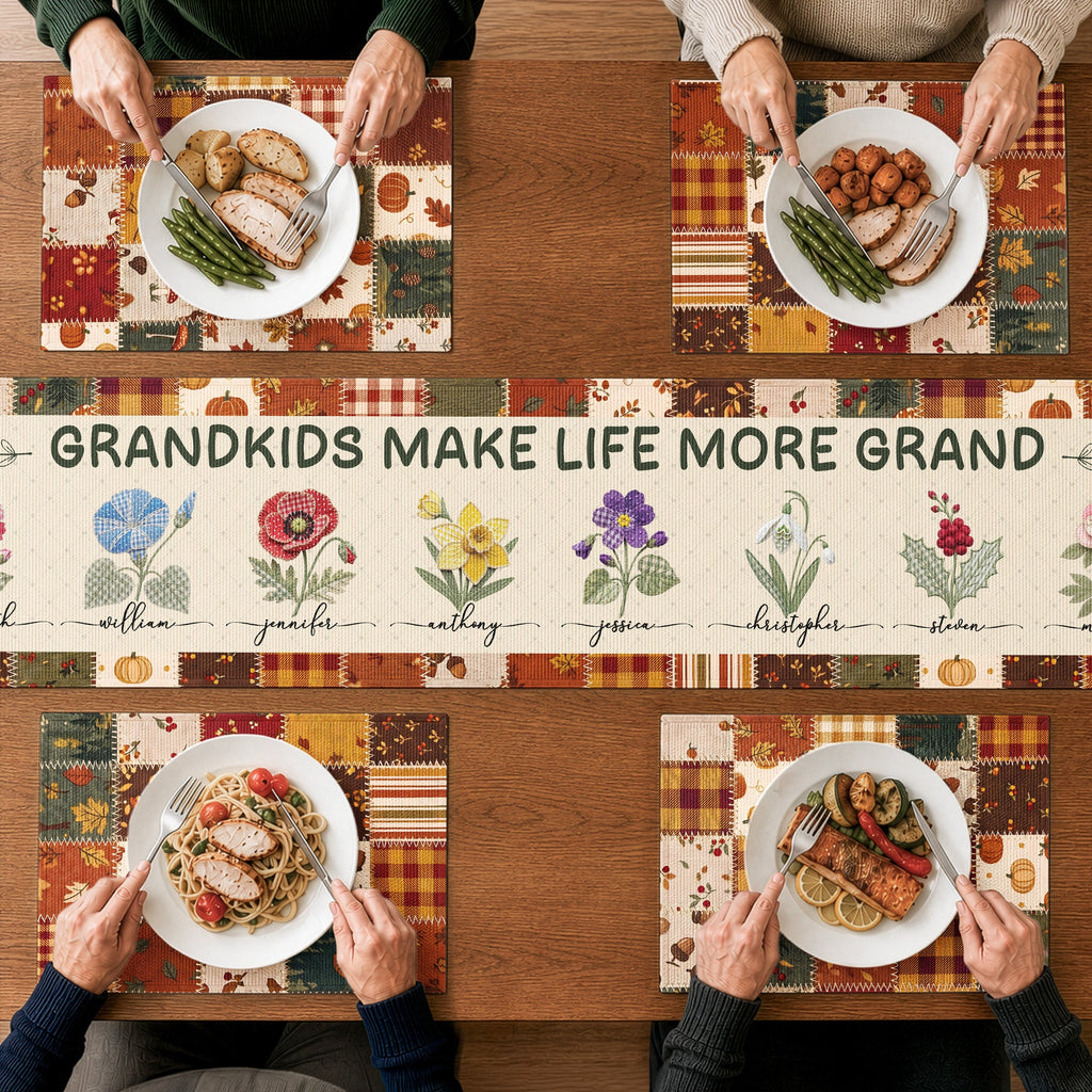 Grandkids Make Life More Grand - Personalized Table Runner Set