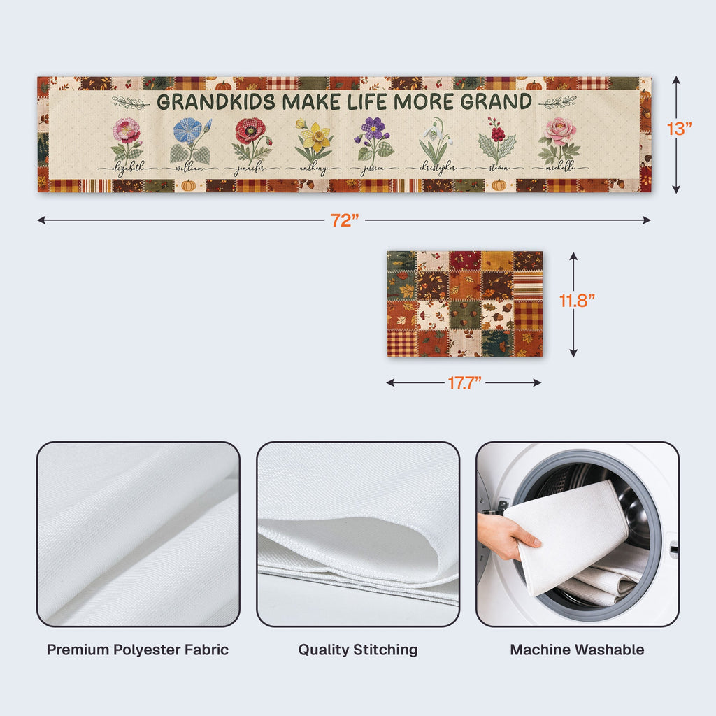 Grandkids Make Life More Grand - Personalized Table Runner Set