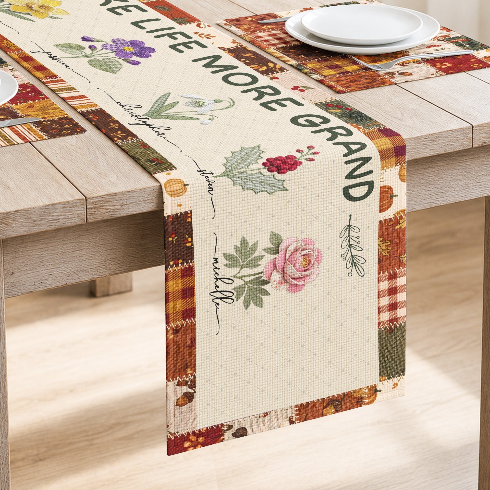 Grandkids Make Life More Grand - Personalized Table Runner Set