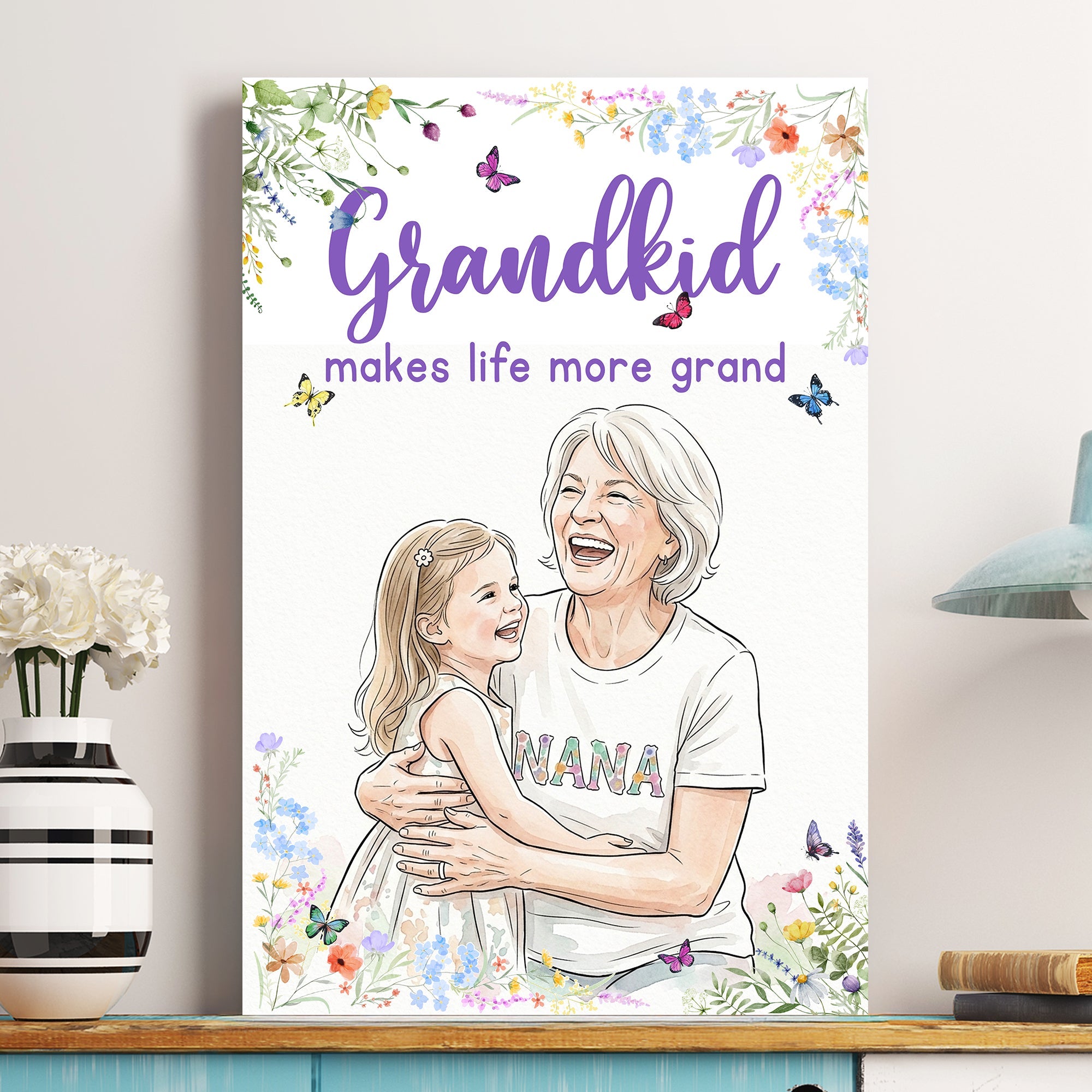 Grandkids Make Life More Grand Watercolor - Personalized Poster