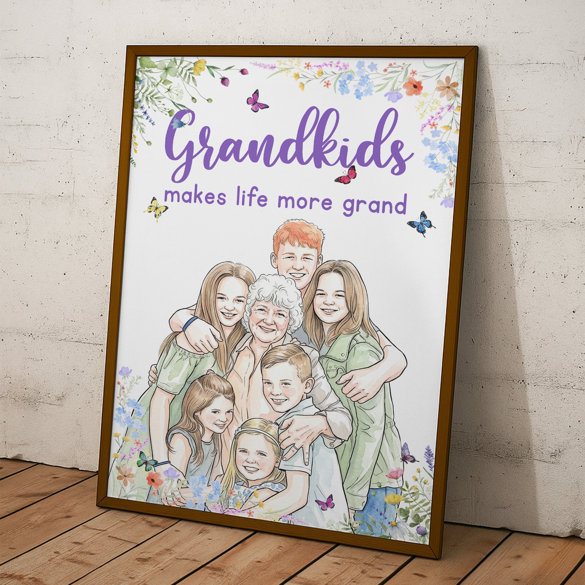 Grandkids Make Life More Grand Watercolor - Personalized Poster