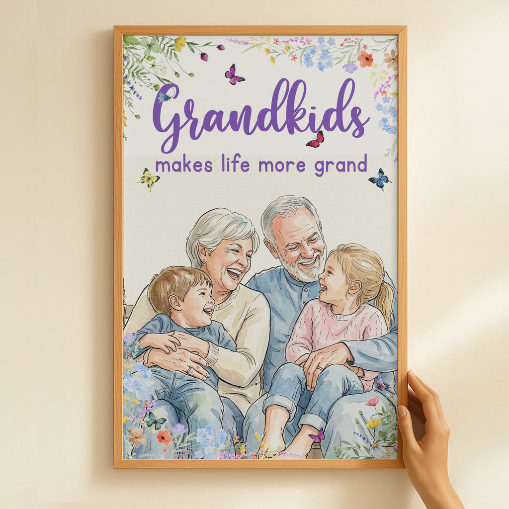 Grandkids Make Life More Grand Watercolor - Personalized Poster