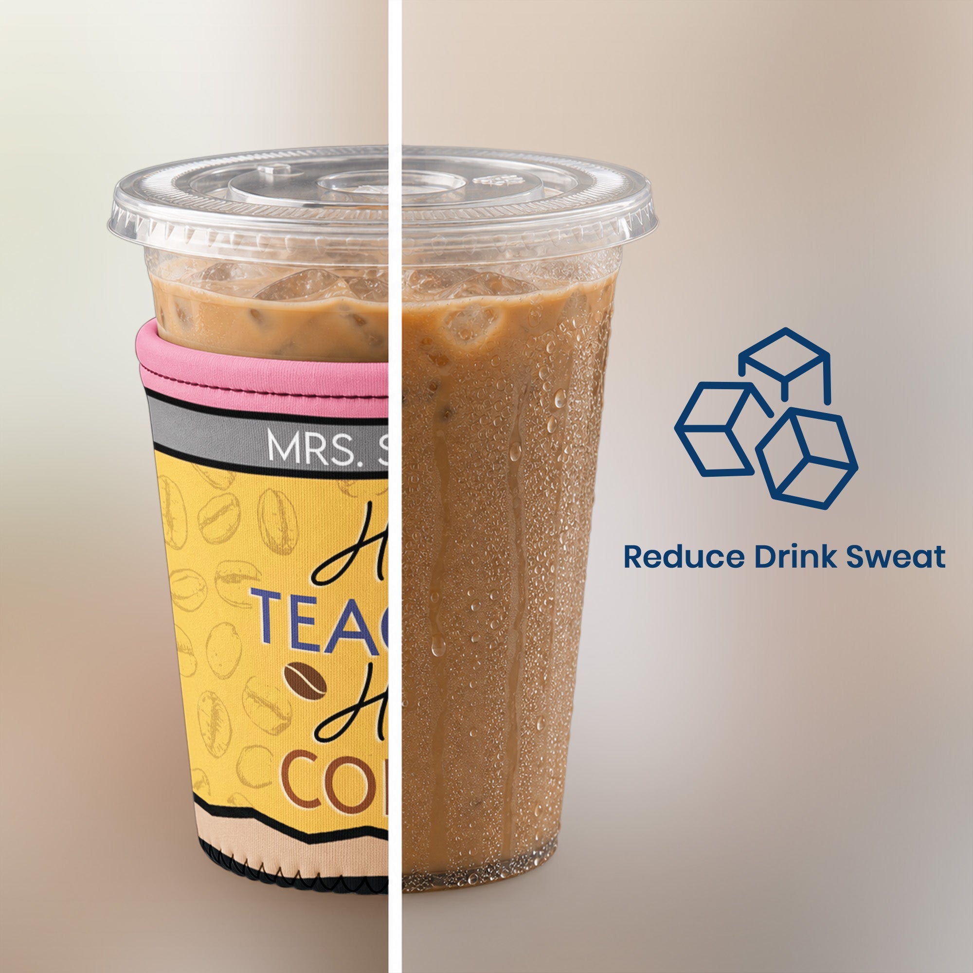 Half Teacher Half Coffee Gift For Teacher Coworker - Personalized Iced Coffee Sleeve