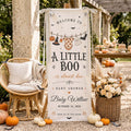 Halloween Baby Shower, Little Boo Is Almost Due Banner - Personalized Welcome Sign