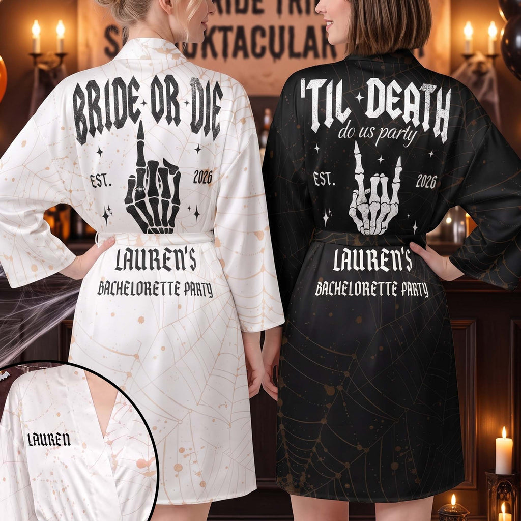 Halloween Bachelorette Party Bride Or Die - Personalized Robe