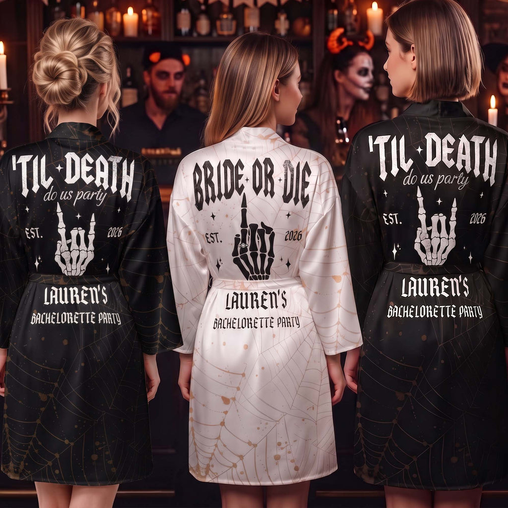 Halloween Bachelorette Party Bride Or Die - Personalized Robe