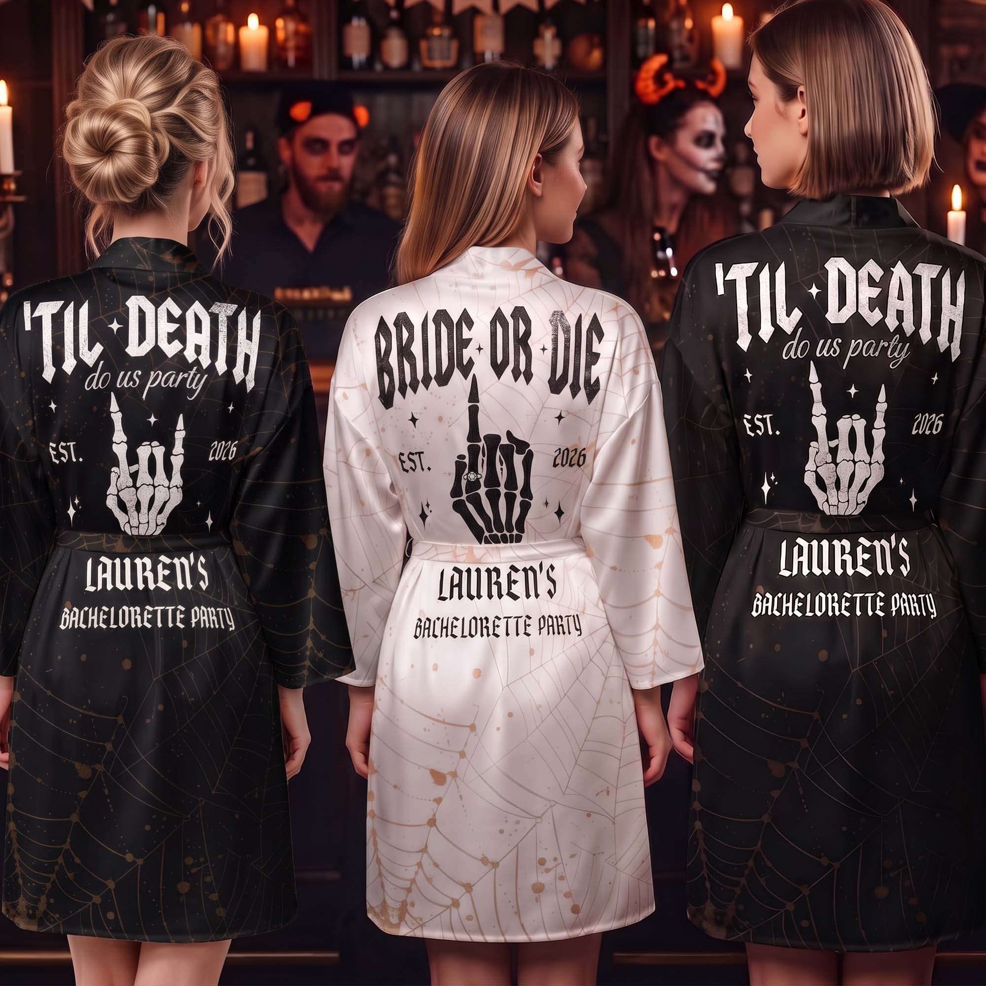 Halloween Bachelorette Party Bride Or Die - Personalized Robe