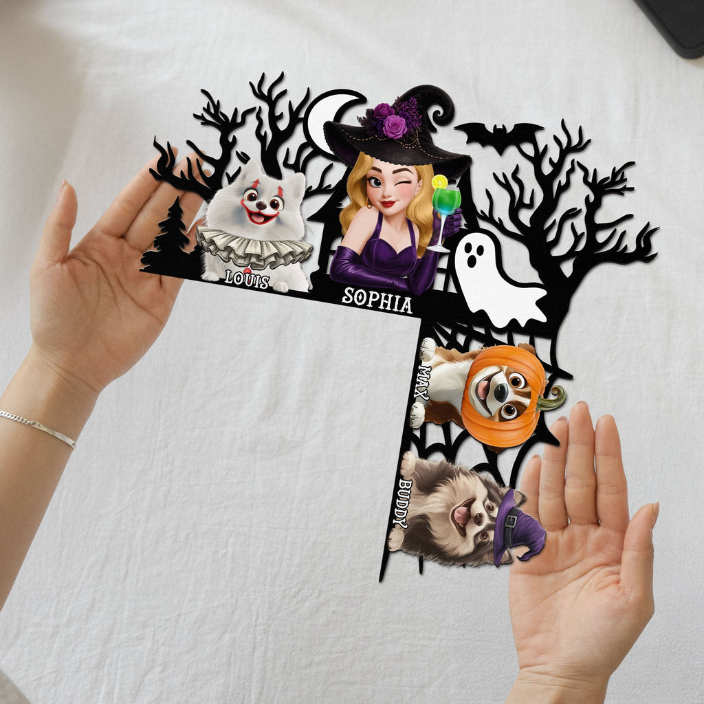 Halloween Door Corner Witch And Pets Home Decor - Personalized Door Corner Decor