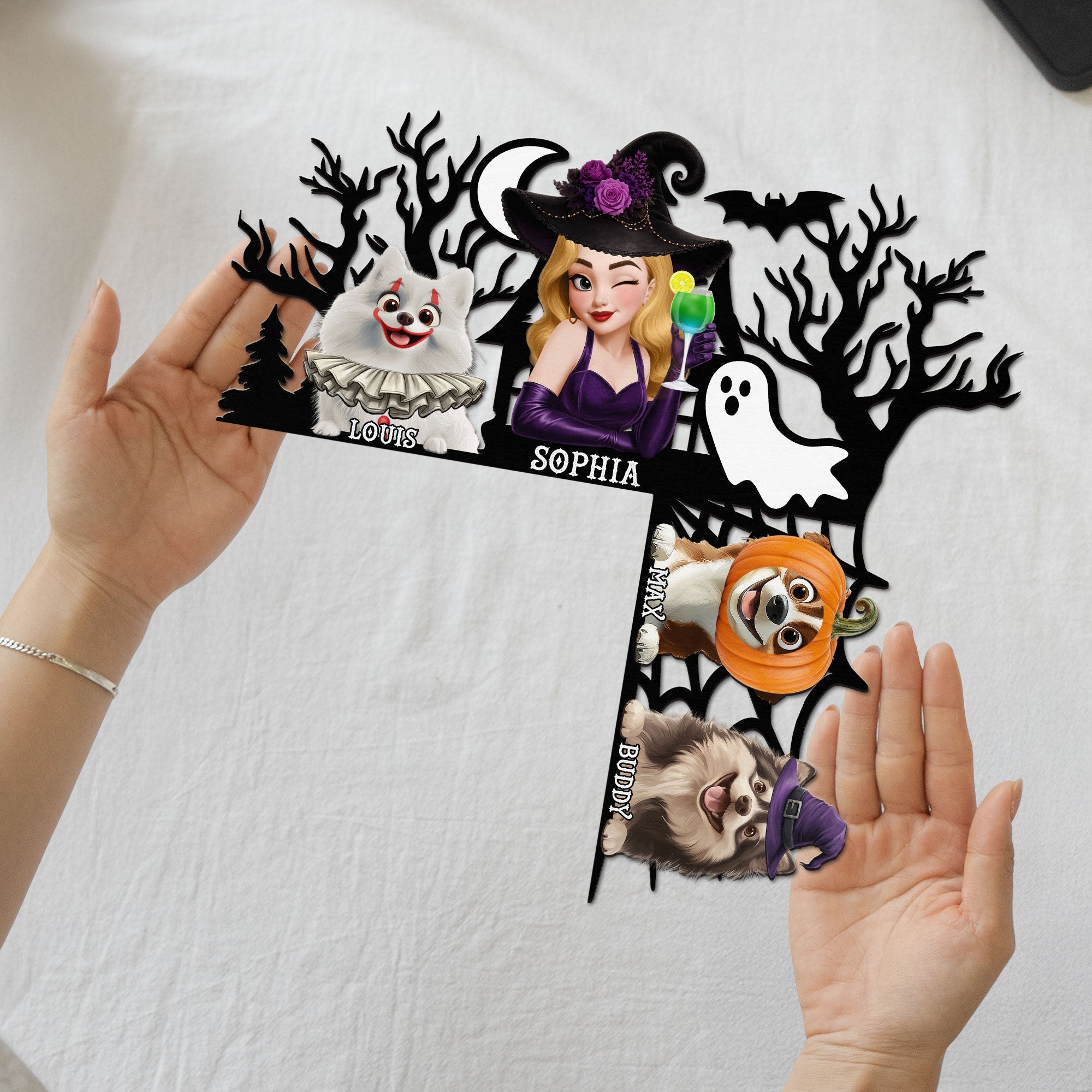 Halloween Door Corner Witch And Pets Home Decor - Personalized Door Corner Decor