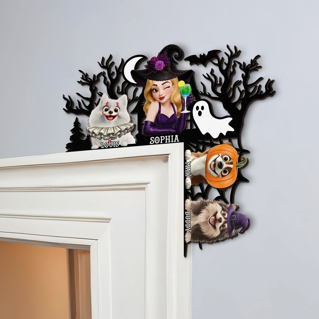 Halloween Door Corner Witch And Pets Home Decor - Personalized Door Corner Decor