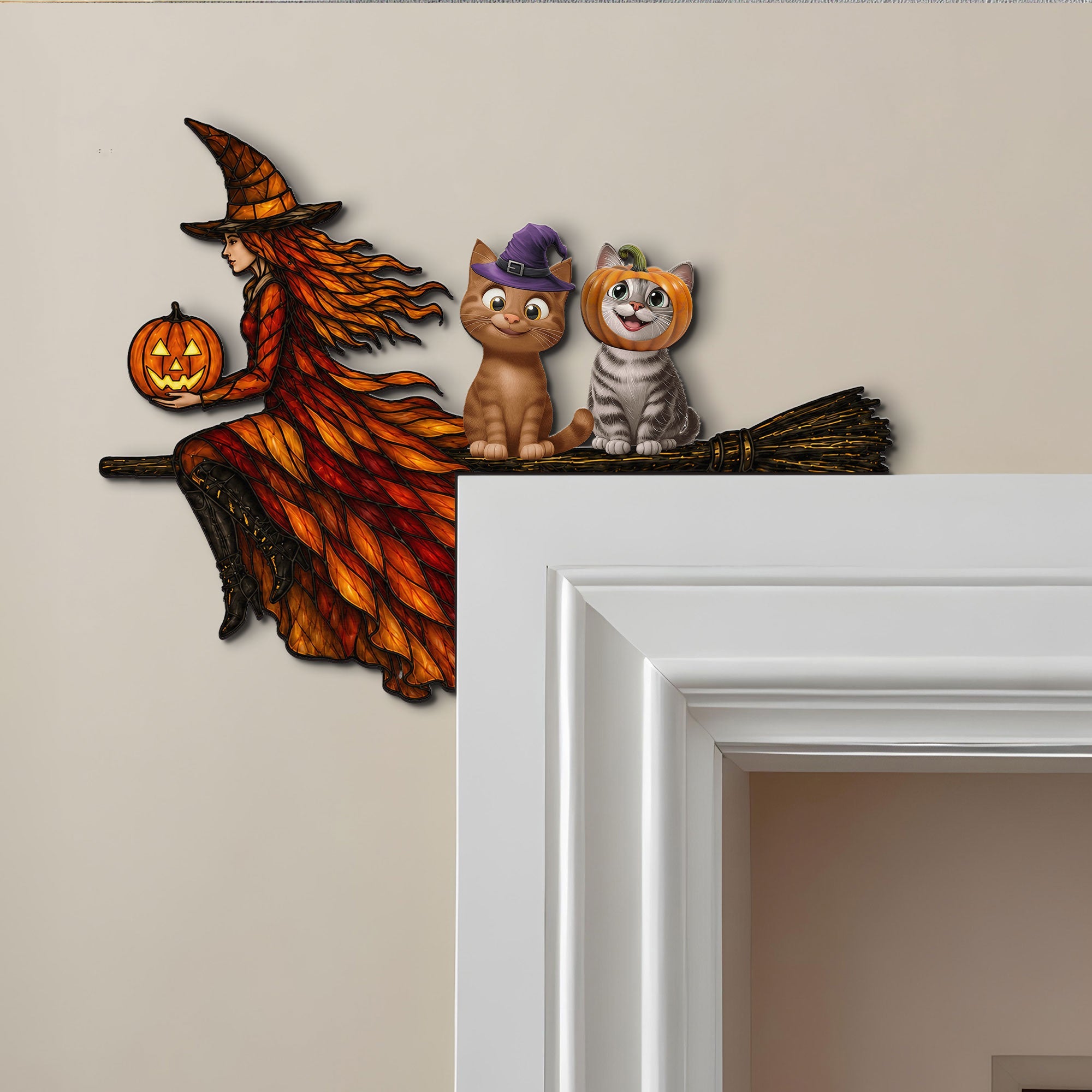 Halloween Door Wood Sign Witch Halloween Decoration - Personalized Door Corner Decor