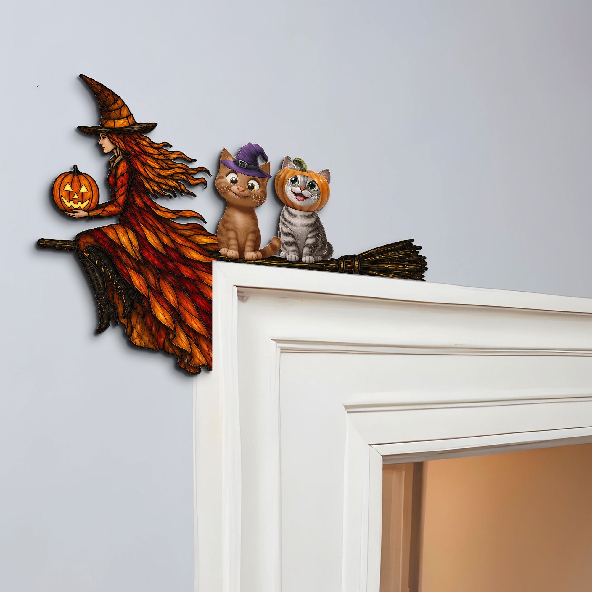 Halloween Door Wood Sign Witch Halloween Decoration - Personalized Door Corner Decor