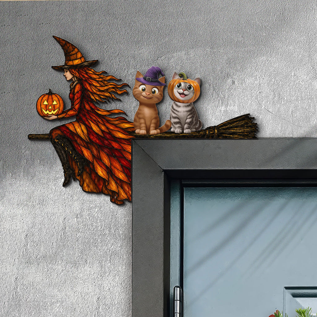 Halloween Door Wood Sign Witch Halloween Decoration - Personalized Door Corner Decor