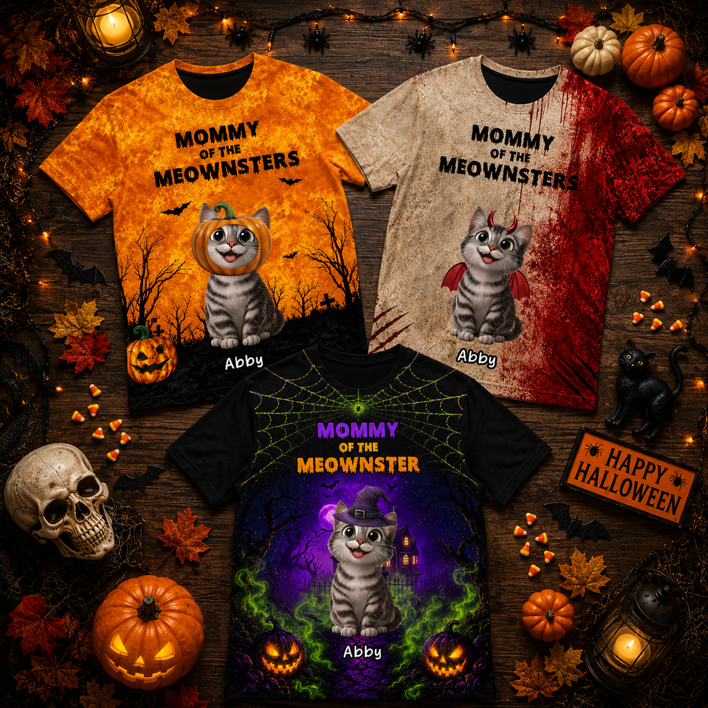 Halloween Gift For Cat Lovers Mommy Daddy Of The Meownsters - Personalized Shirt