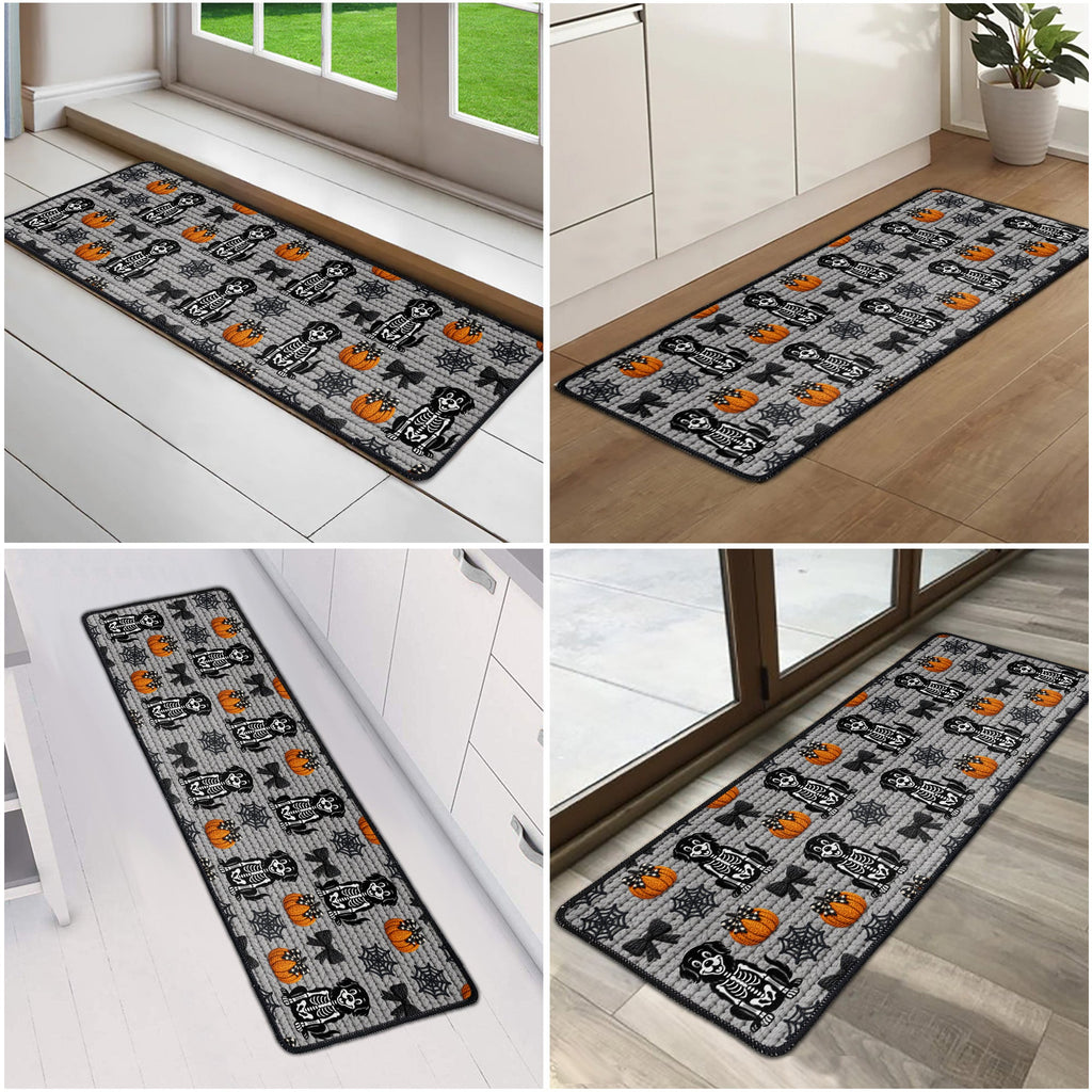 Halloween Pet Pumpkin Faux Yarn Pattern - Personalized Runner Rug