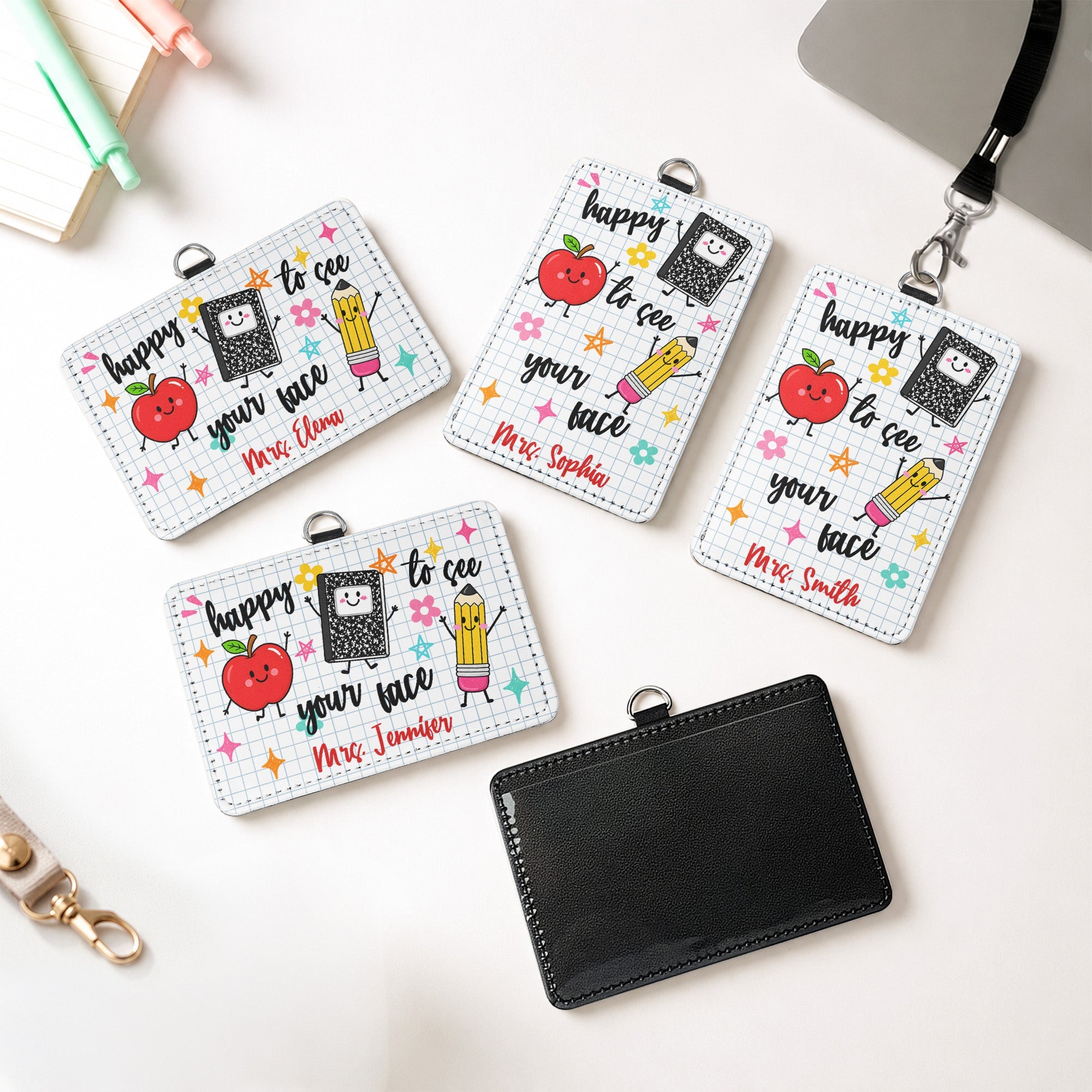 Happy To See Your Face Teacher Life - Personalized Badge Holder