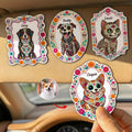 Hispanic Floral Pet Day Of The Dead Gifts For Pet Owners - Personalized Car Visor Clip