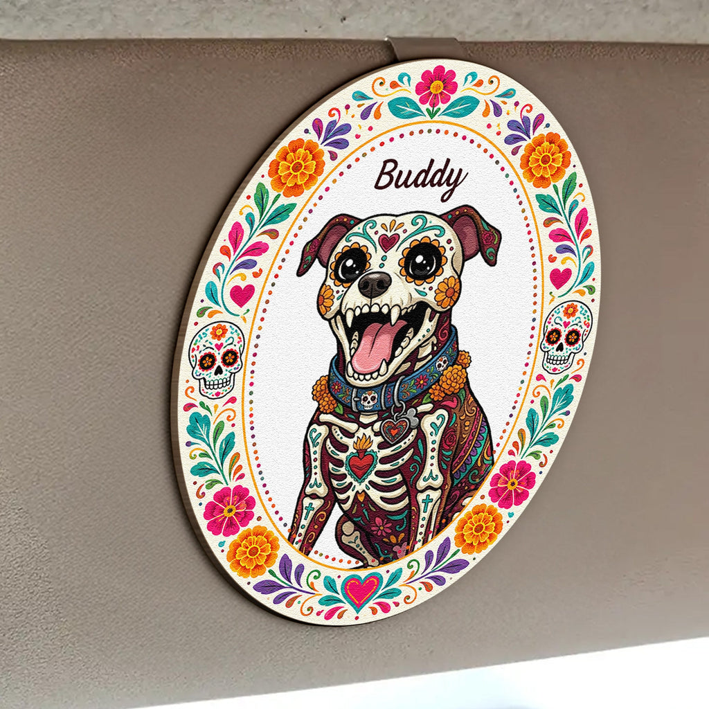 Hispanic Floral Pet Day Of The Dead Gifts For Pet Owners - Personalized Car Visor Clip