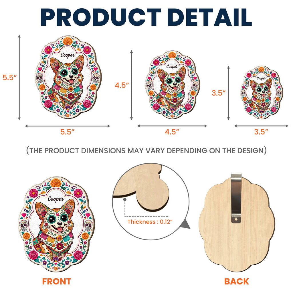 Hispanic Floral Pet Day Of The Dead Gifts For Pet Owners - Personalized Car Visor Clip