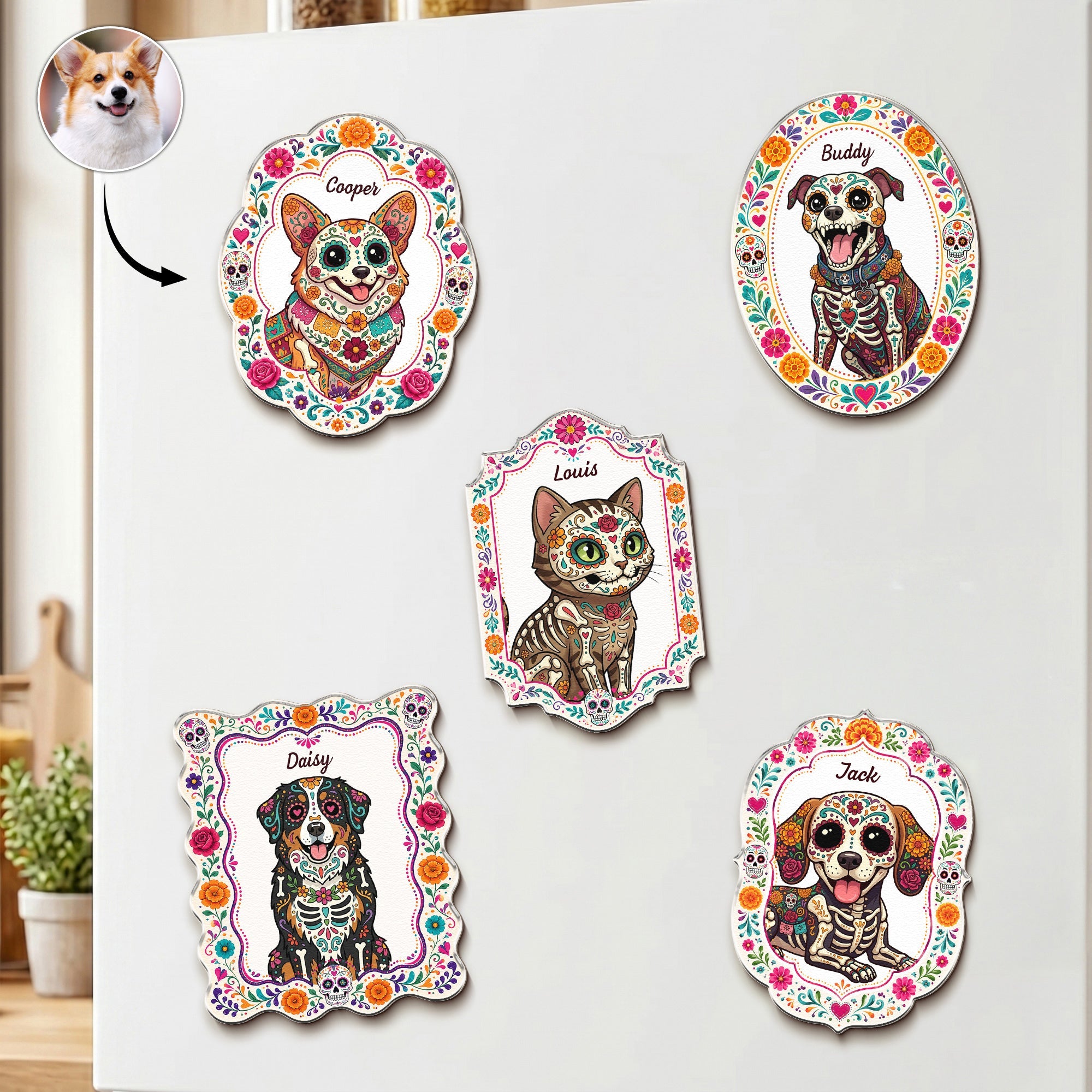 Hispanic Floral Pet Gifts For Pet Owners - Personalized Magnet