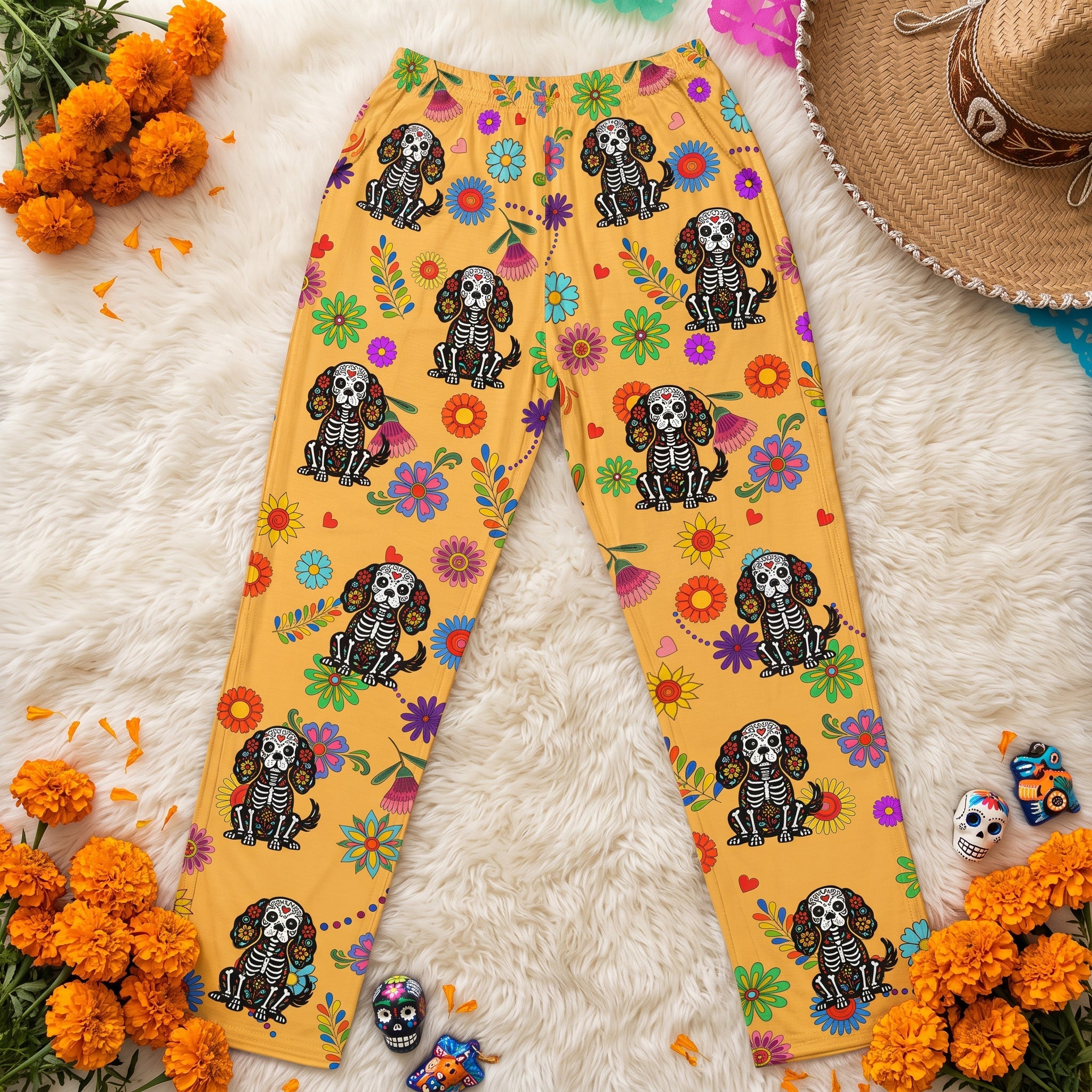 Hispanic Floral Pet Sugar Skull Halloween Day Of The Dead - Personalized Lounge Pants