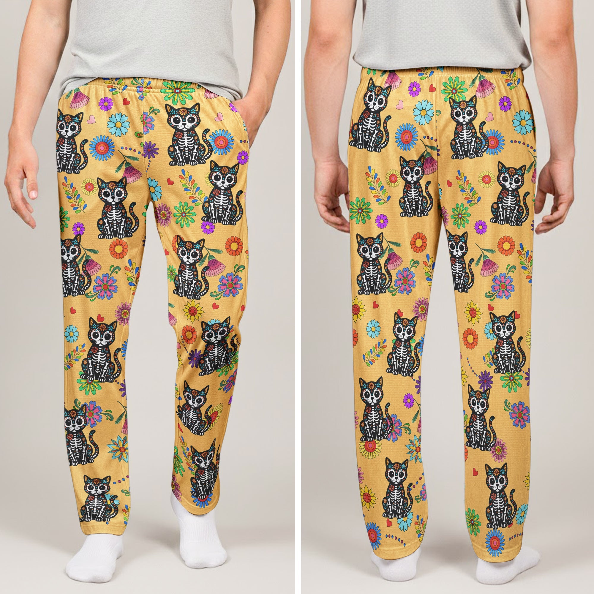 Hispanic Floral Pet Sugar Skull Halloween Day Of The Dead - Personalized Lounge Pants