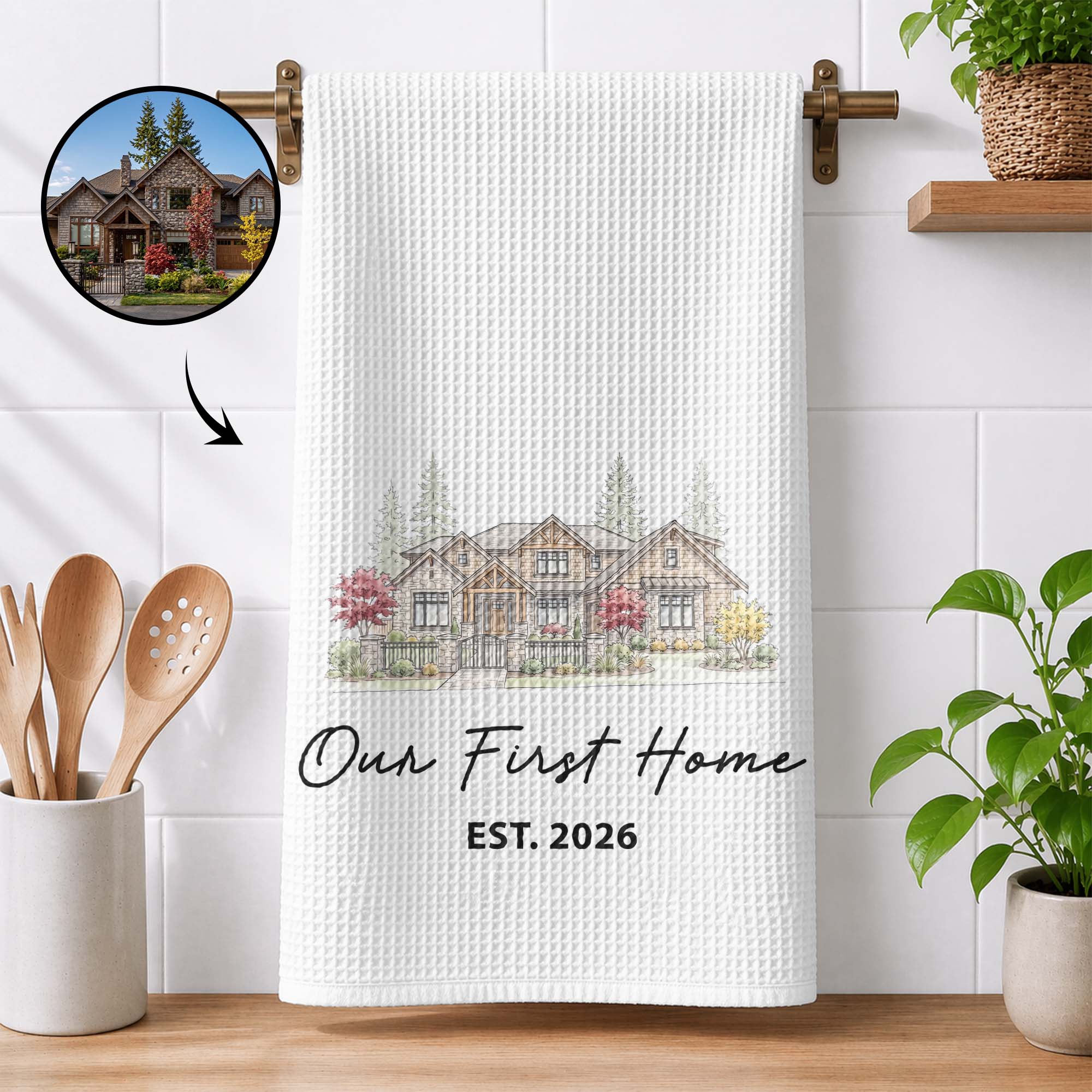 Housewarming Gift New Home Decor Gift For Couples - Personalized Kitchen Towel