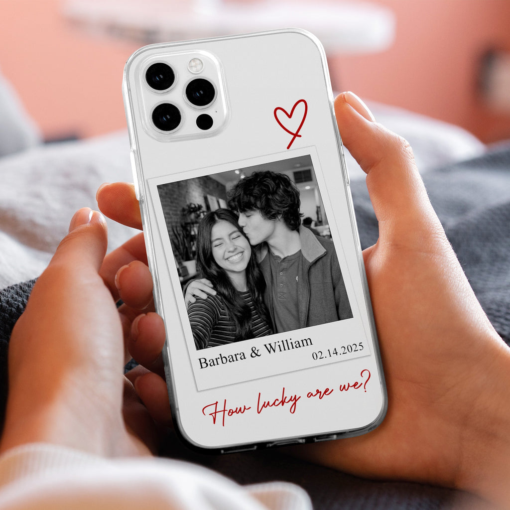 How Lucky Are We Couple Anniversary Gift Custom Photo - Personalized Phone Case
