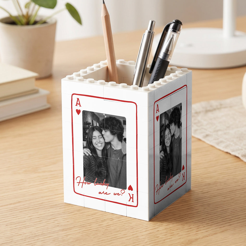 How Lucky Are We? - Custom Couples Photo Anniversary Gifts - Personalized Pen Holder