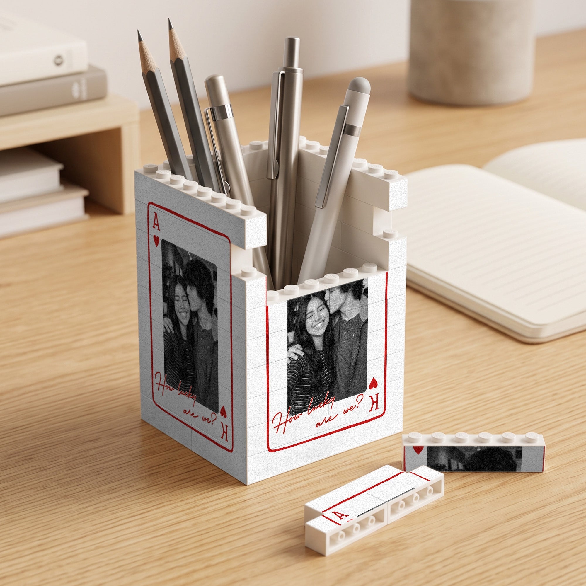 How Lucky Are We? - Custom Couples Photo Anniversary Gifts - Personalized Pen Holder