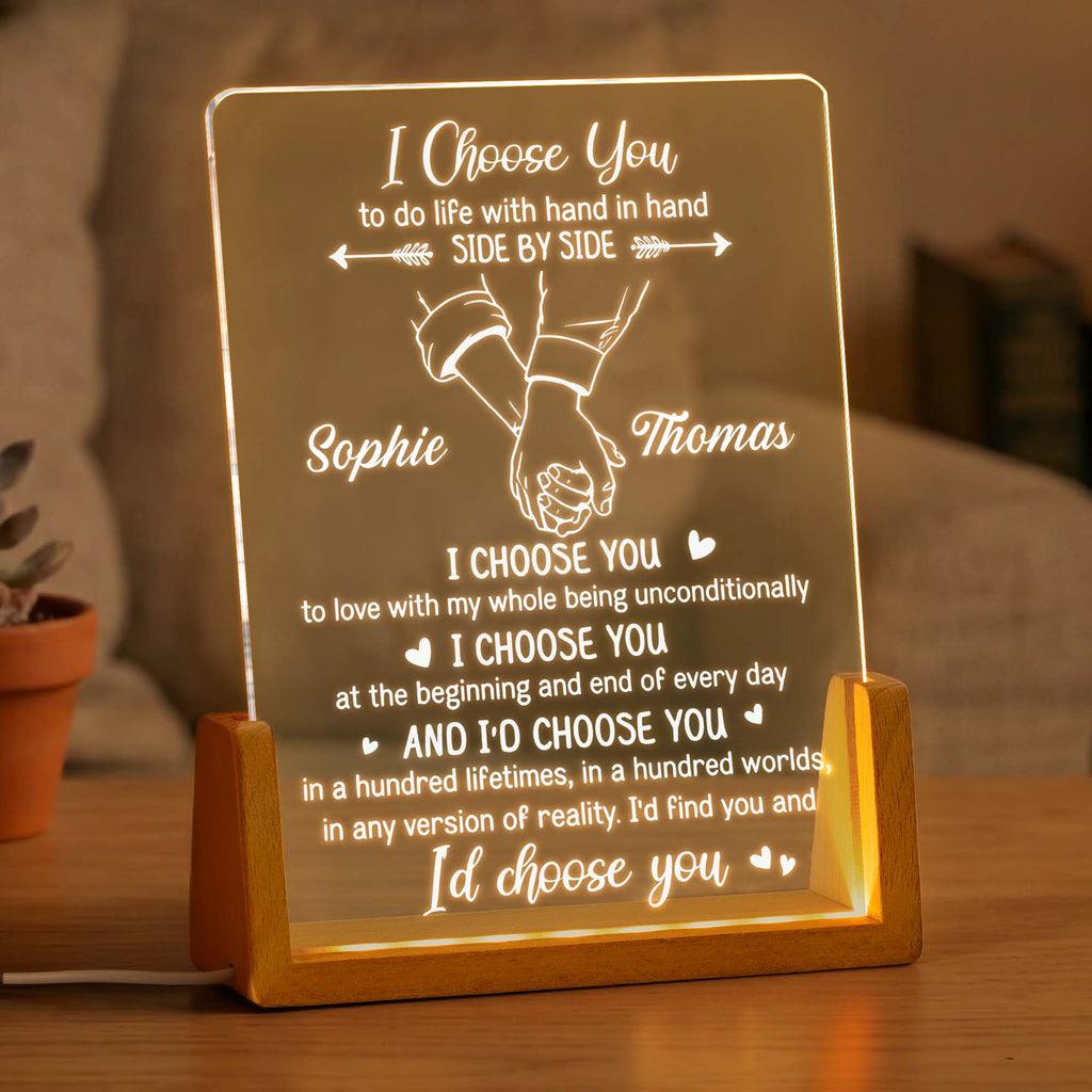 I Choose You To Do Life With Hand In Hand - Personalized Night Light