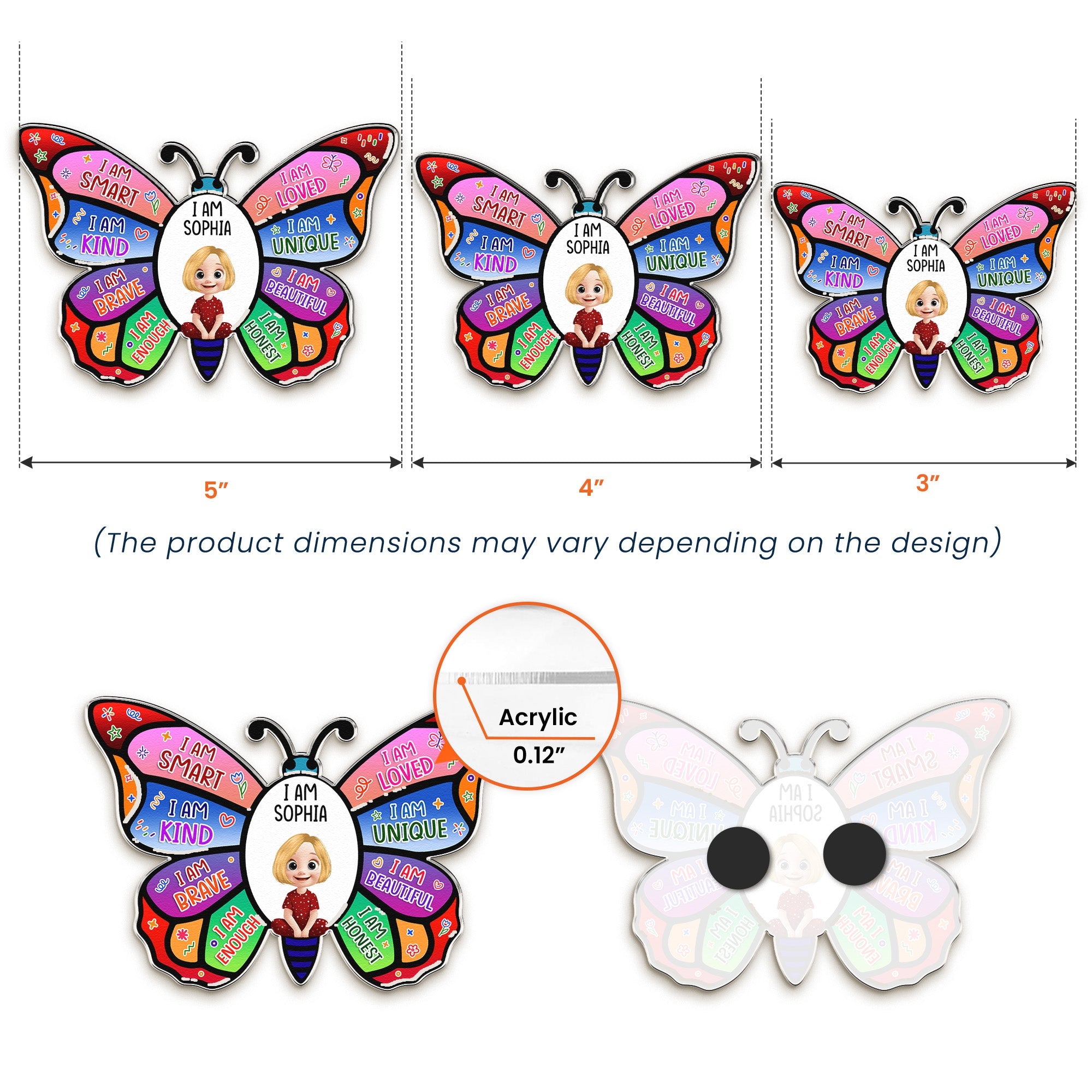 I Am Affirmation Butterfly - Personalized Magnet