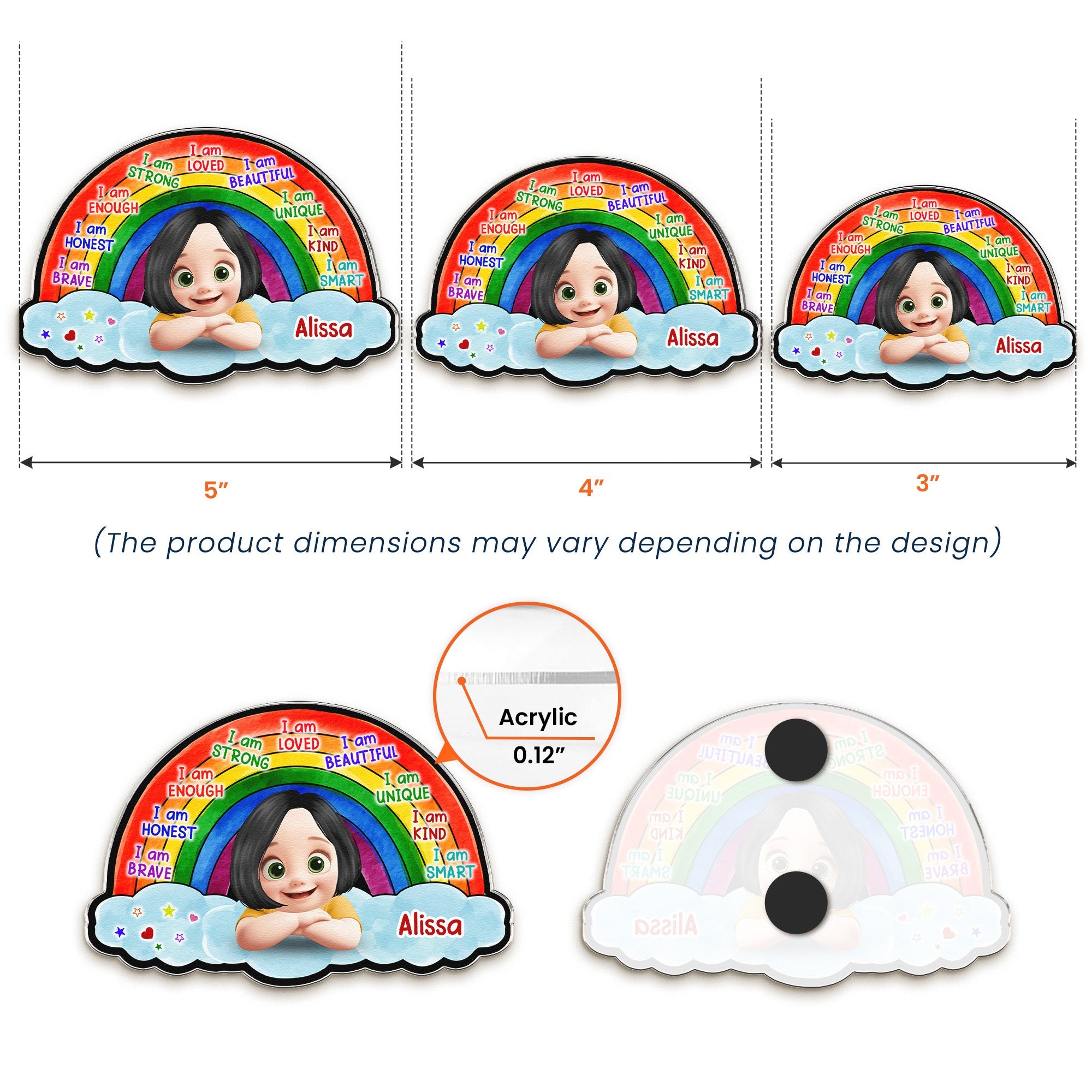 I Am Affirmation Rainbow - Personalized Magnet