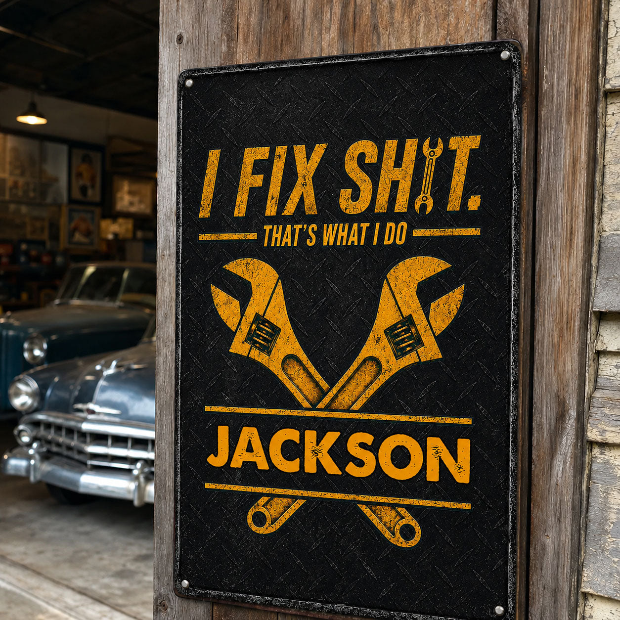 I Fix Sh!T That'S What I Do - Garage Decors For Him, Mechanic Dad, Husband, Grandpa - Personalized Metal Sign