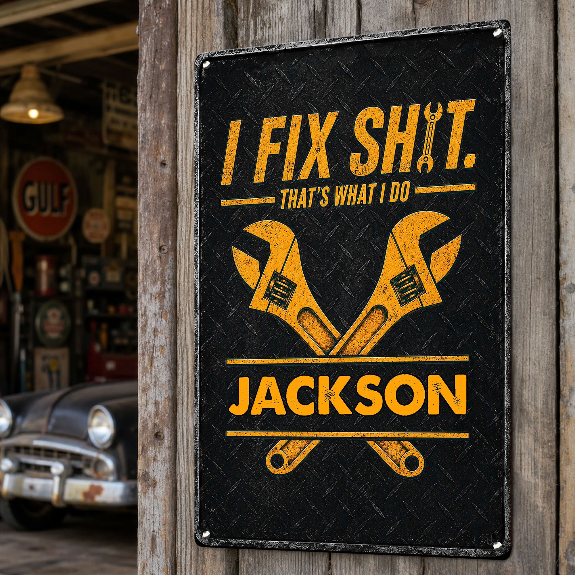 I Fix Sh!T That'S What I Do - Garage Decors For Him, Mechanic Dad, Husband, Grandpa - Personalized Metal Sign