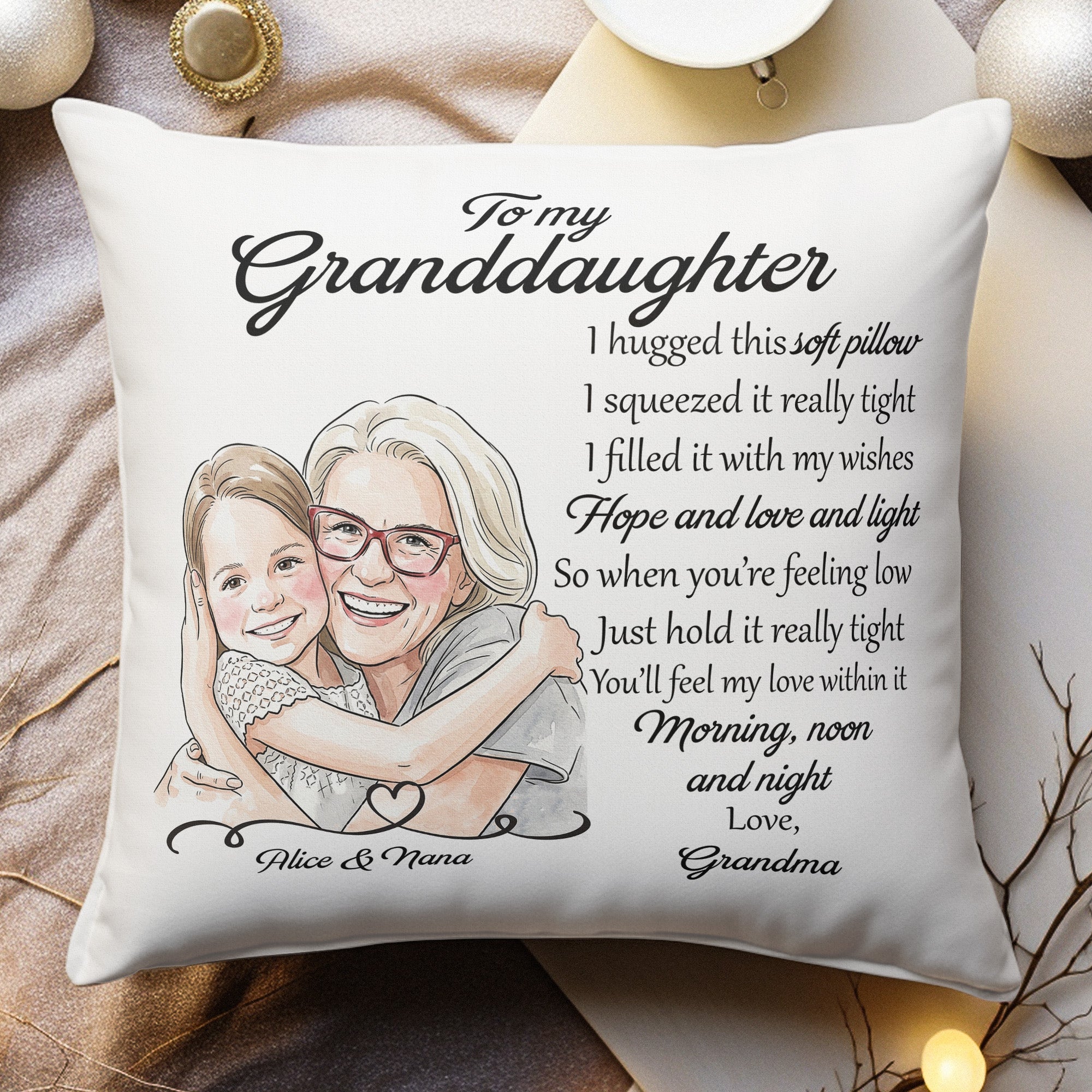 I Love You Daughter Granddaughter Custom Photo Watercolor - Personalized Pillow