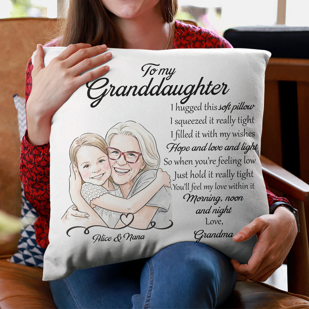I Love You Daughter Granddaughter Custom Photo Watercolor - Personalized Pillow
