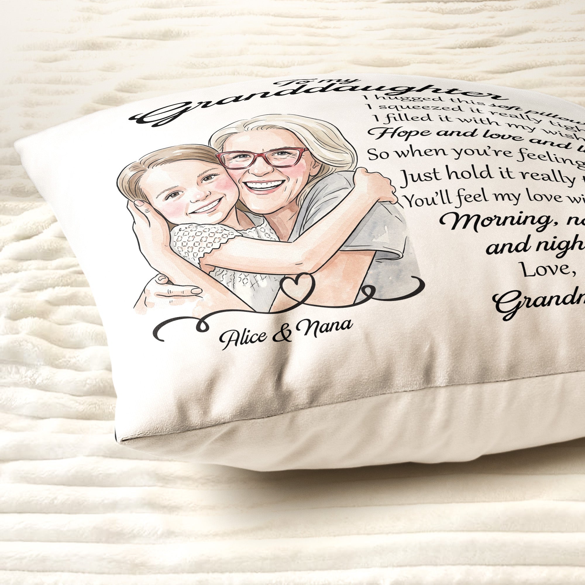 I Love You Daughter Granddaughter Custom Photo Watercolor - Personalized Pillow