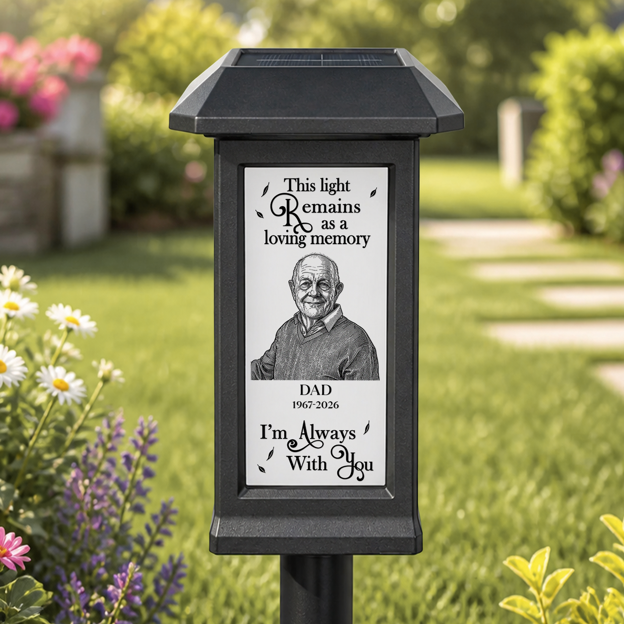 I'm Always With You Custom Photo Sketch Line Art - Personalized Solar Garden Light