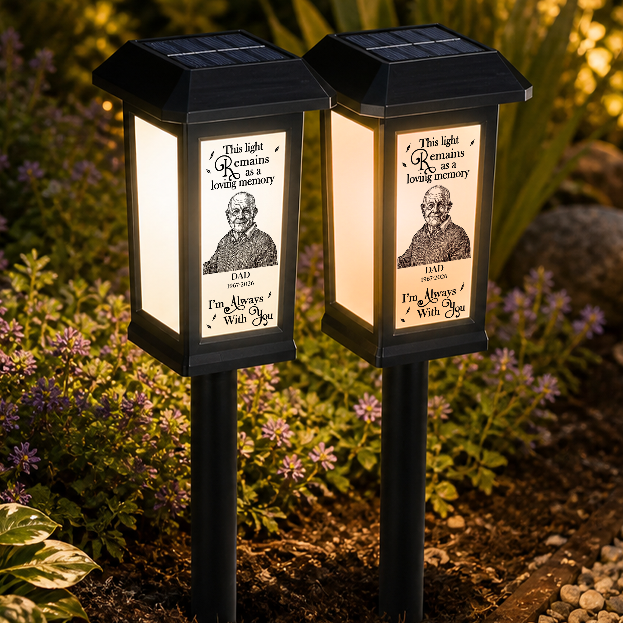 I'm Always With You Custom Photo Sketch Line Art - Personalized Solar Garden Light