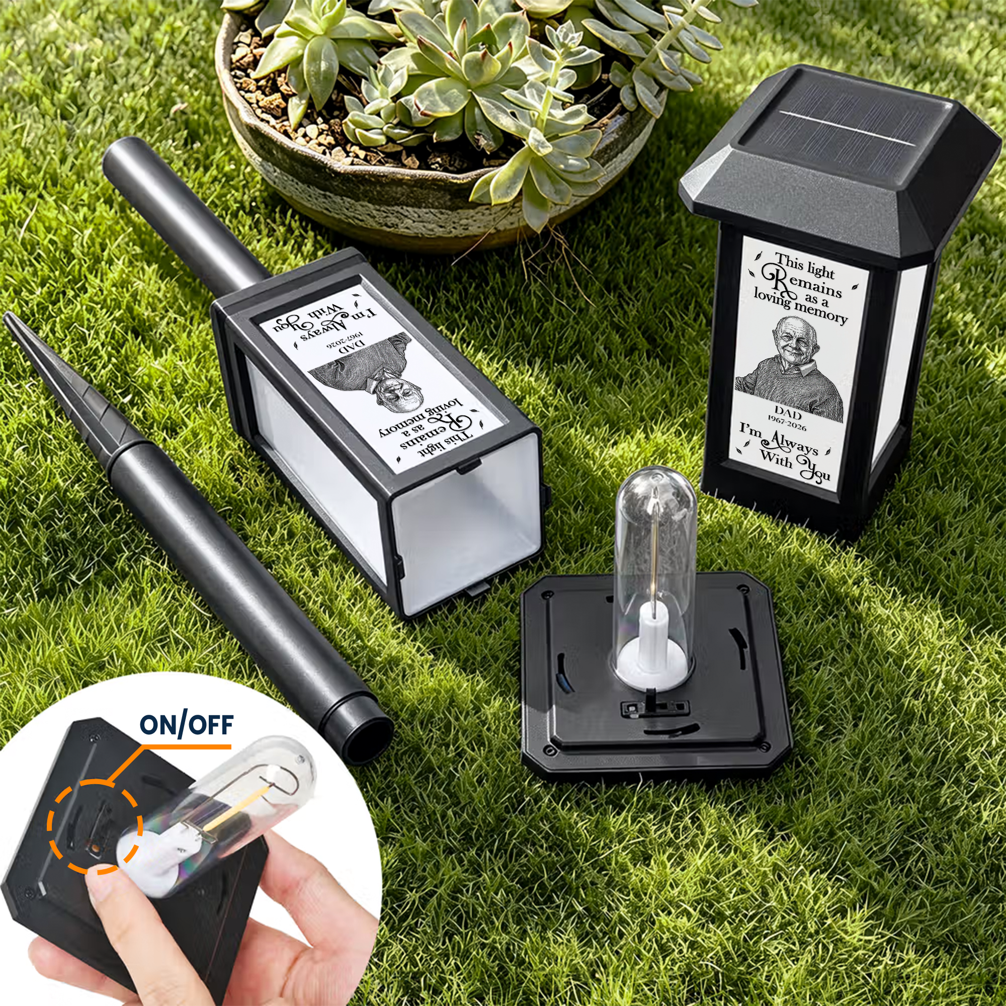 I'm Always With You Custom Photo Sketch Line Art - Personalized Solar Garden Light