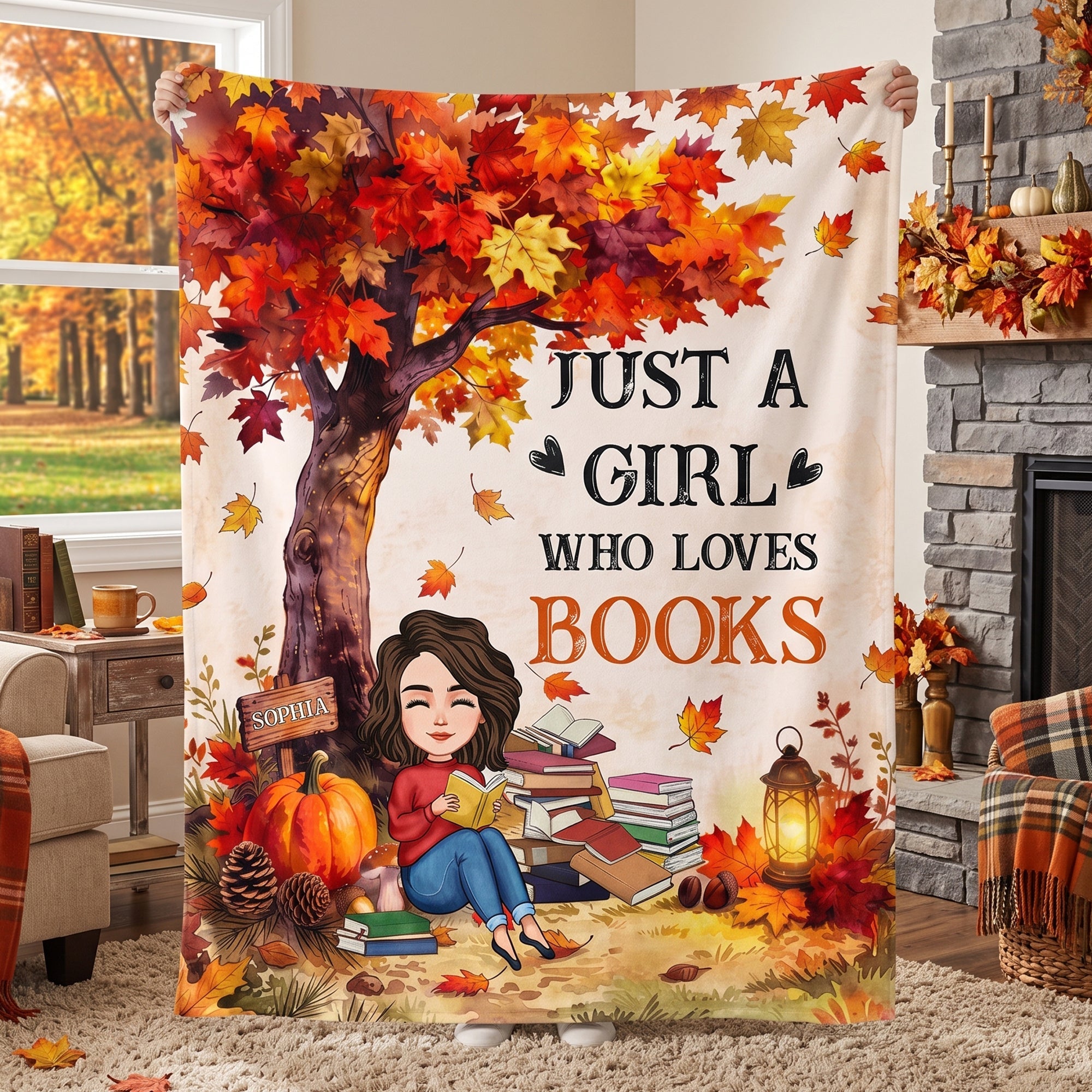 Just A Girl Who Loves Books Fall Gift For Daughter Gift For Her - Personalized Blanket
