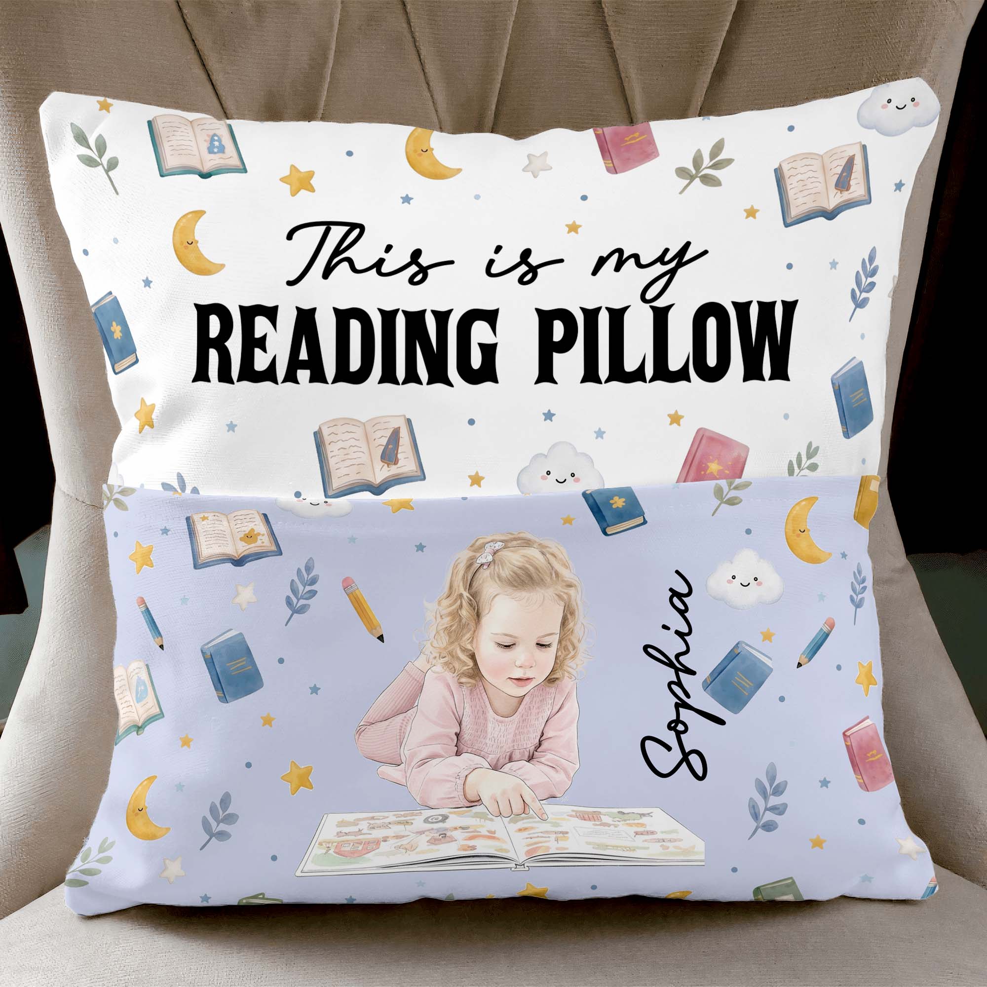 Just A Girl Who Loves Books, Portrait Photo, Watercolor Style - Personalized Pillow