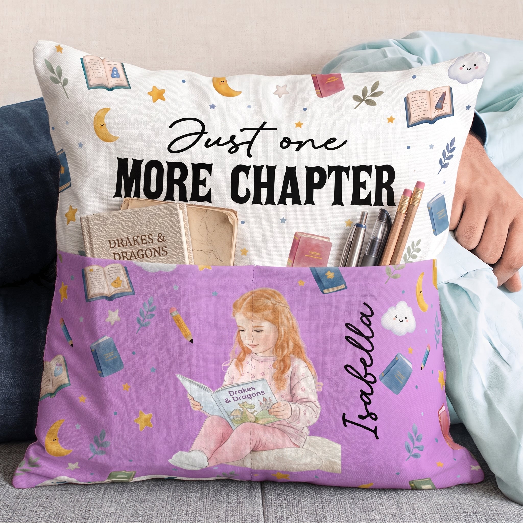 Just A Girl Who Loves Books, Portrait Photo, Watercolor Style - Personalized Pillow