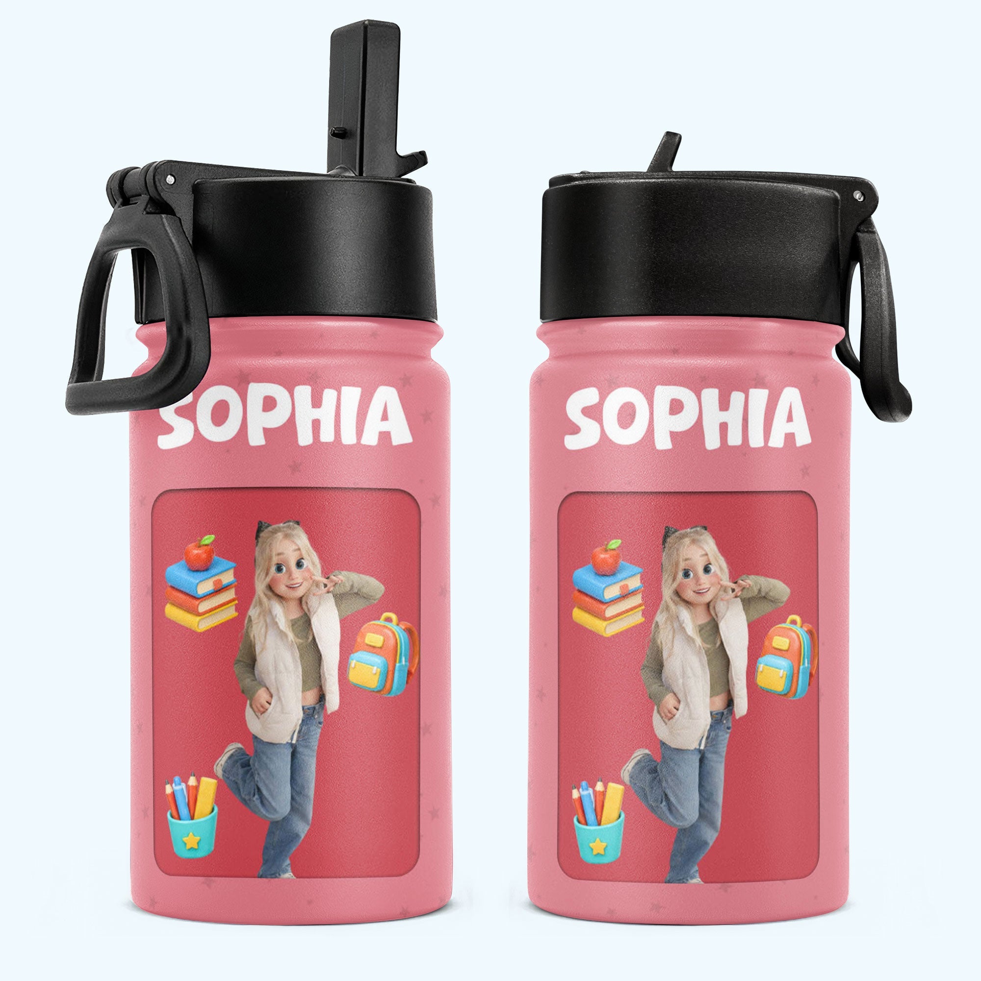 Kid Cartoon Style - Personalized Water Bottle