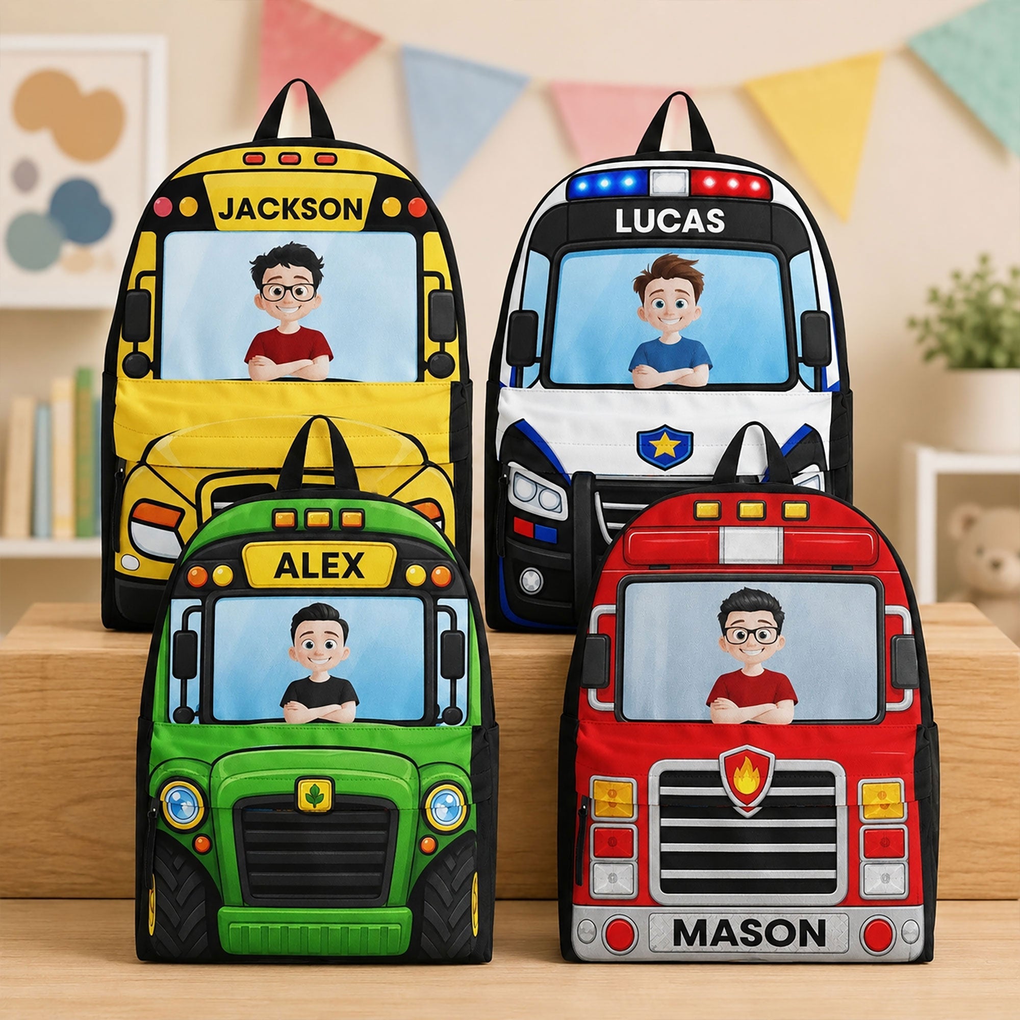 Kid Riding Car - Personalized Backpack