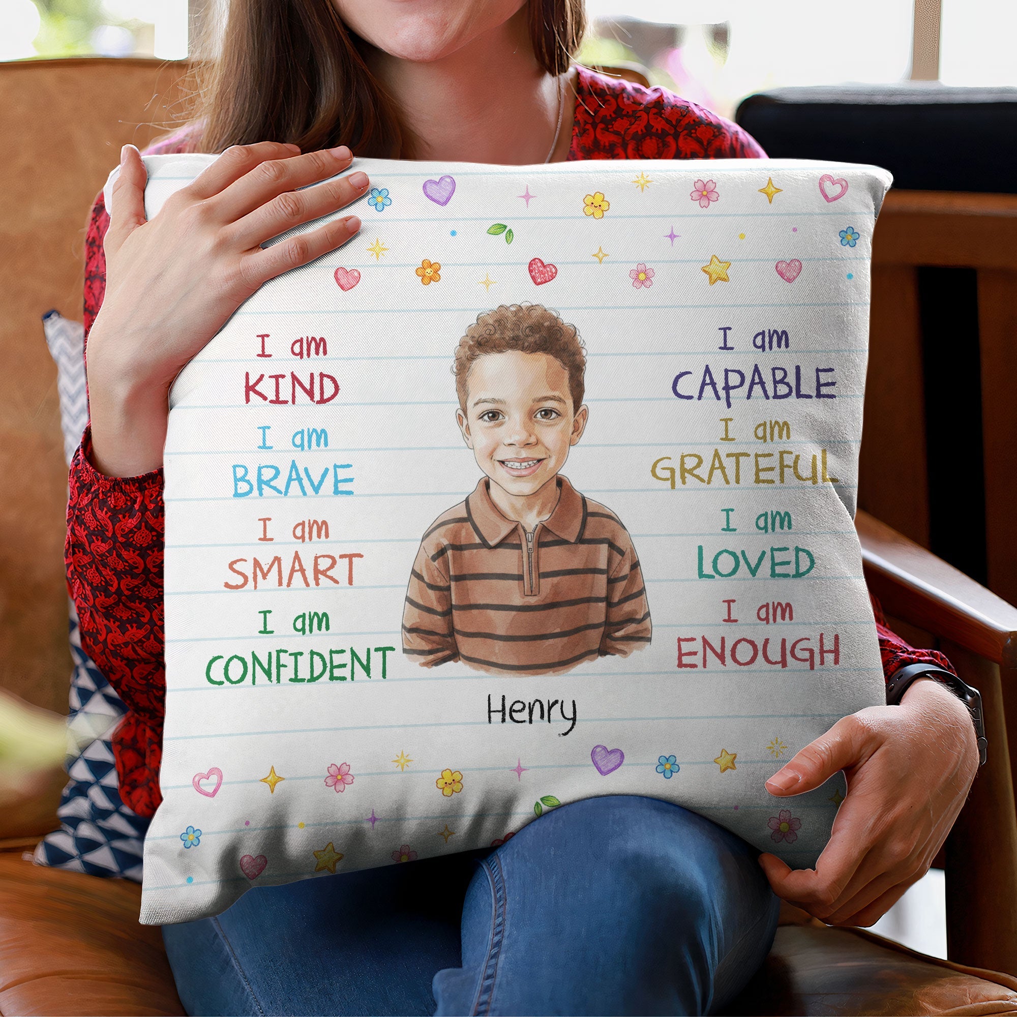 Kid Affirmation Watercolor Style - Personalized Pillow
